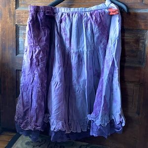 Tie-dyed purple skirt with lace trim, Maternity, size M(8-10) or larger
